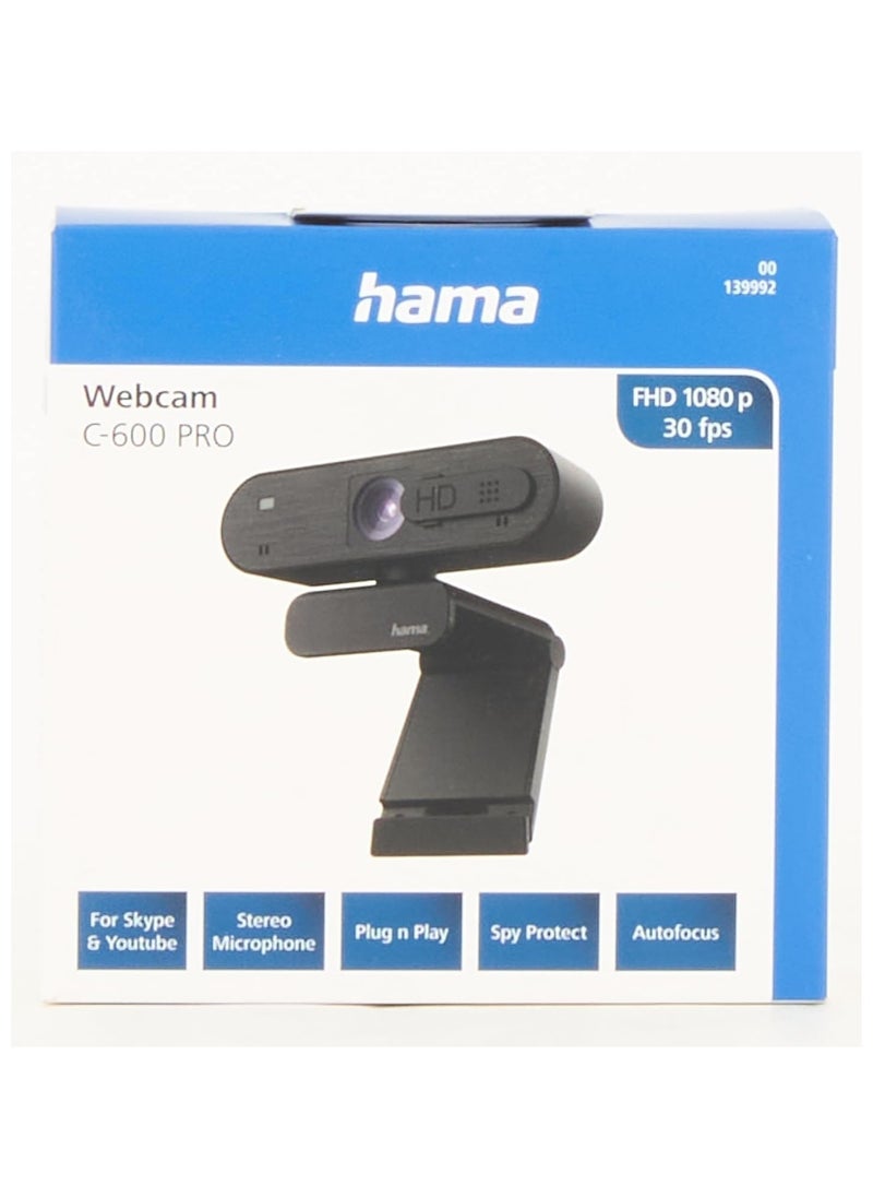 Hama 139992 1080 P C-600 Pro PC Webcam  - Image 3
