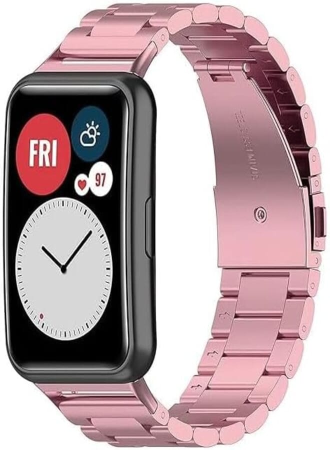 Next Next Store Stainless Steel Watch Band Compatible with Huawei Watch Fit, Stainless Steel Metal Wrist Band, Metal Link Design Watch Band Compatible with Watch Fit.