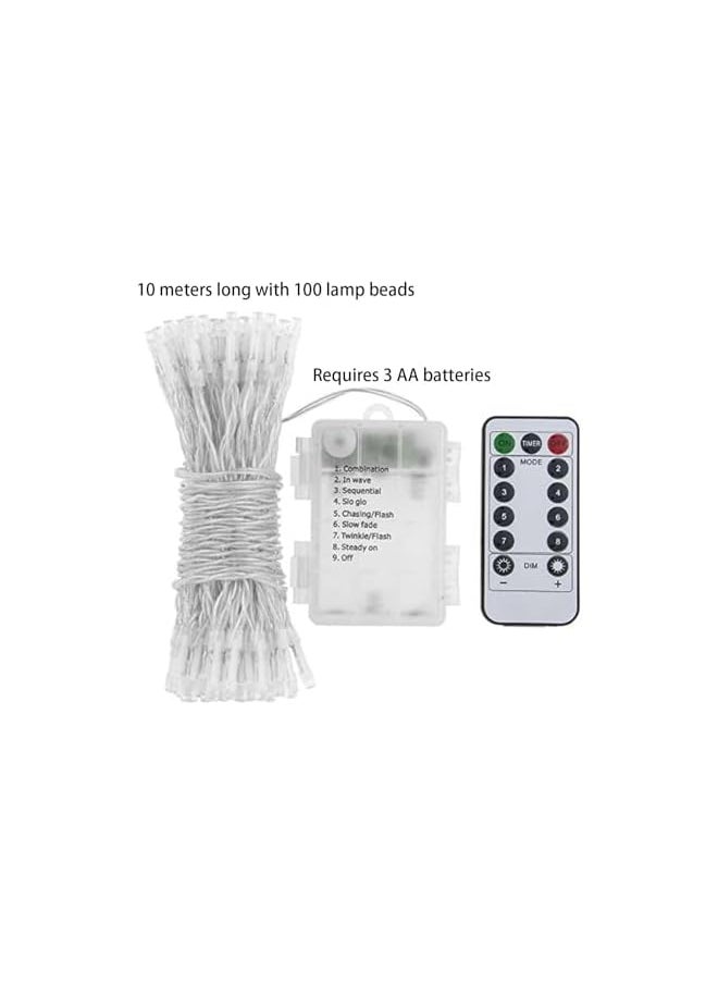 The Bros Lights String Battery Powered 8 Modes Led Wire Strip with Remote Control and WaterProof Box, 33 Feet 100 Lamp Mini Tiny Twinkle Rice Christmas Lights.(Multicolor)  - Image 3