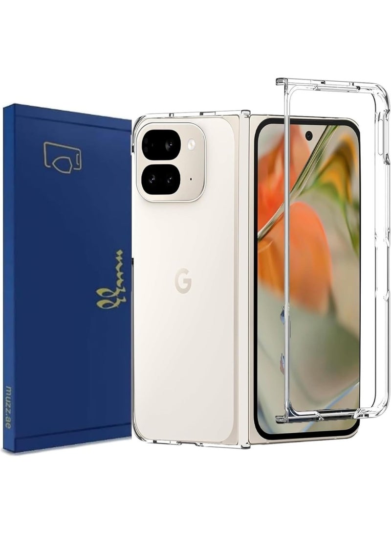 Muzz Case for Google Pixel 9 Pro Fold TPU and Clear PC Hybrid Hard Acrylic Slim Phone Case Transparent Protective Back Cover Flexible Bumper Silicone Shock Absorption Case Google Pixel 9 Pro Fold 5G - Image 1