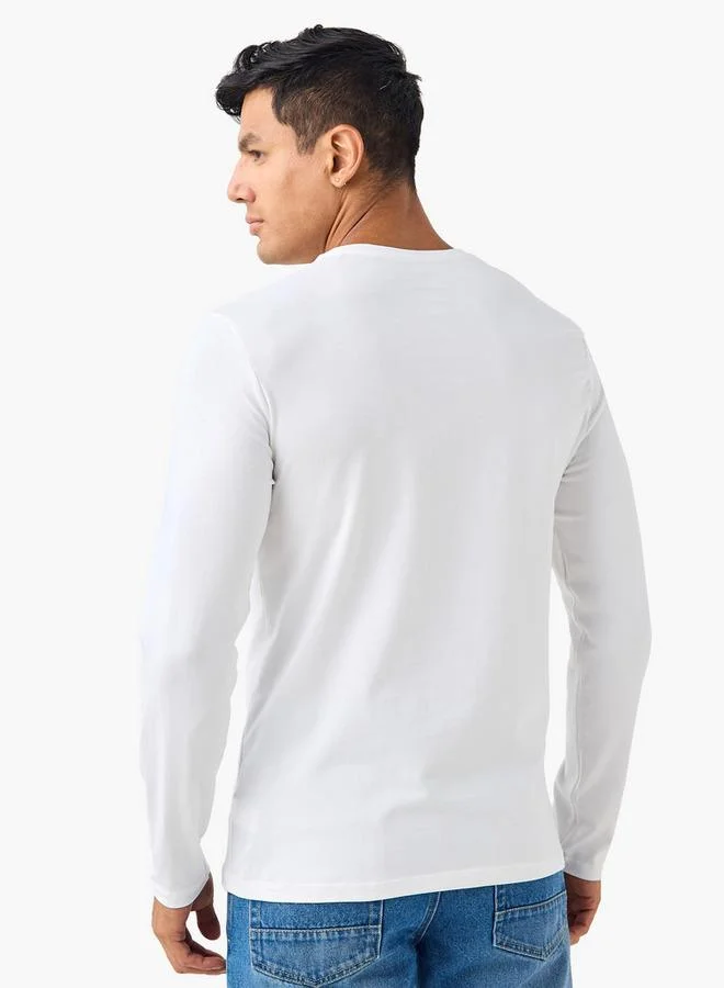 Splash FAV Slim Fit T-shirt with Crew Neck and Long Sleeves