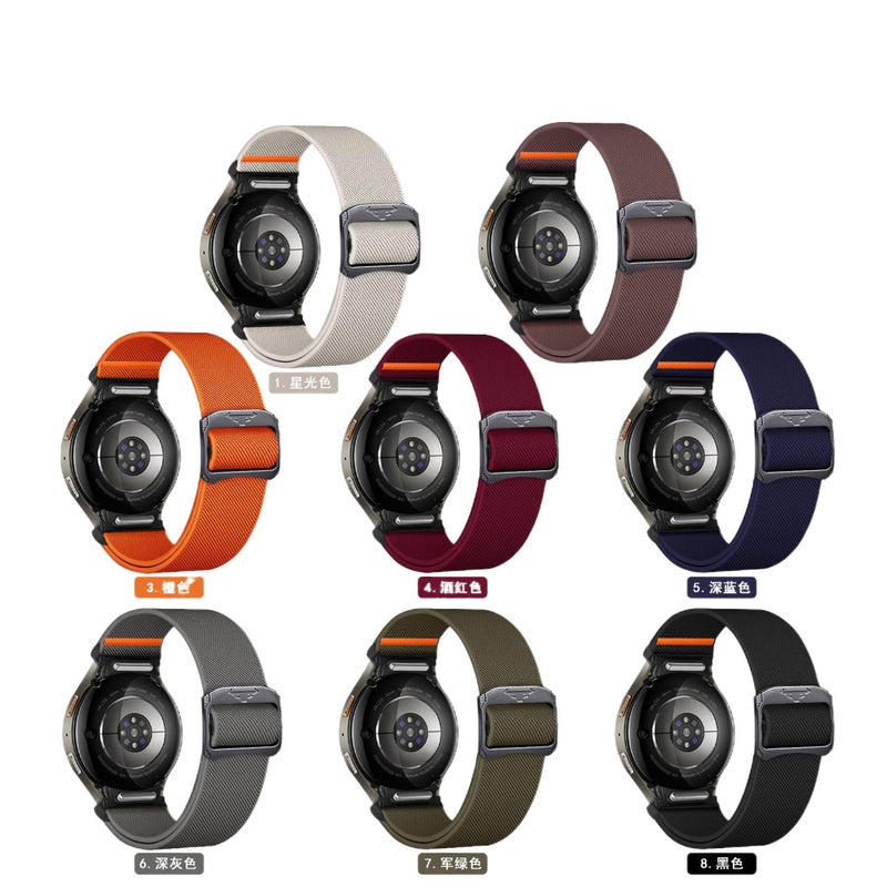 سوار ساعة ذكية سوار نايلون حلقي متوافق باللون أزرق قابل للتعديل مع Samsung Galaxy Watch 7 بملاءمة قابلة للتعديل وحزام بديل - Image 1