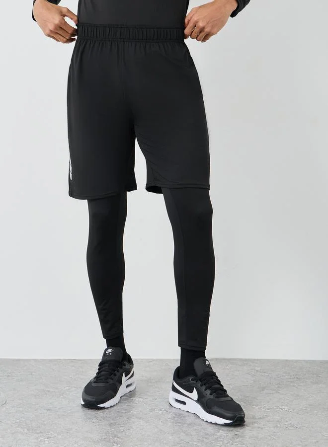 Styli Styli Reflective Print Muscle Fit Long Sleeve T-Shirt with 2in1 Shorts Set