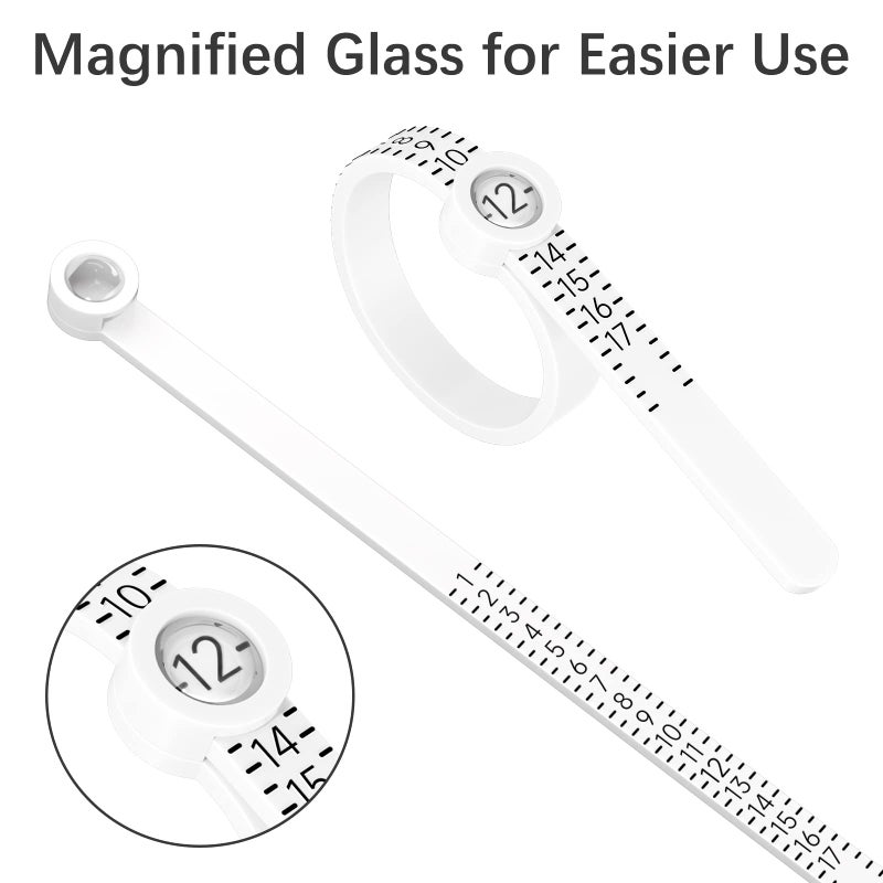 REIDEA Ring Sizer Measuring Tool Reusable Finger Size Gauge Jewelry Sizing Tool 1-17 USA Rings Size (White)  - Image 2