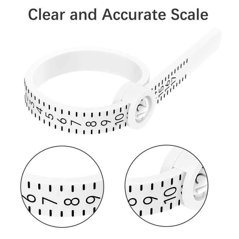 REIDEA Ring Sizer Measuring Tool Reusable Finger Size Gauge Jewelry Sizing Tool 1-17 USA Rings Size (White)  - Image 4