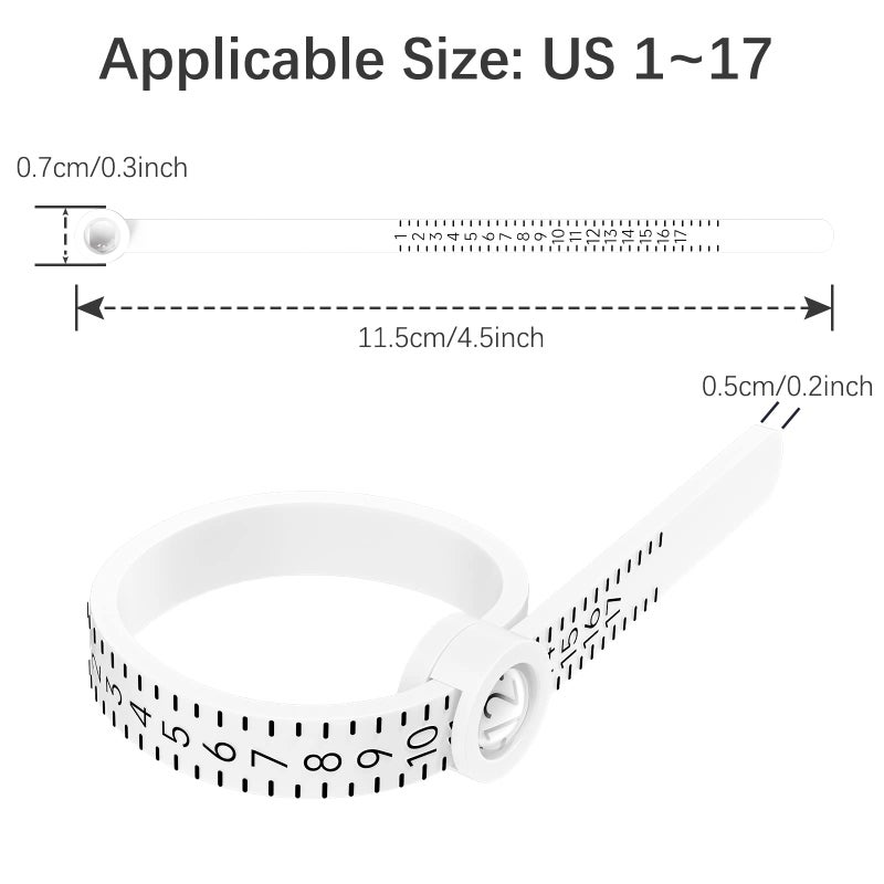 REIDEA Ring Sizer Measuring Tool Reusable Finger Size Gauge Jewelry Sizing Tool 1-17 USA Rings Size (White)  - Image 3