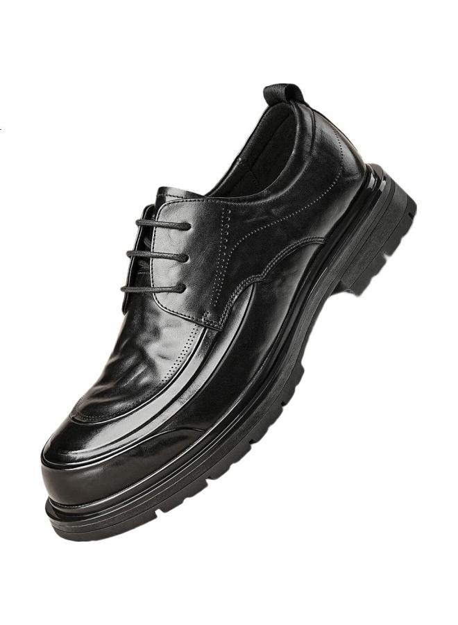 St&Sat Men'S Genuine Leather Business Formal Shoes Lace-Up Commuter Versatile Leather Shoes Men Black 40 - Image 1