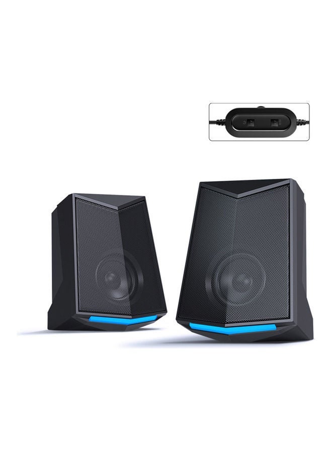 NIBEMINENT V-115 Computer Desktop Speaker Black/Blue  - Image 1