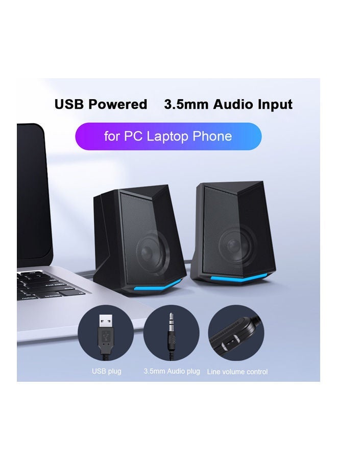 NIBEMINENT V-115 Computer Desktop Speaker Black/Blue  - Image 2