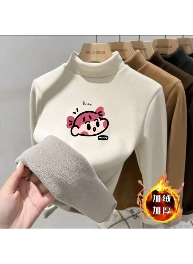 Boys And Girls Velvet Thickeneded Half Turtleneck Velvet Bottoming Shirt Autumn And Winter New Warm Baby Long-sleeved T-shirt