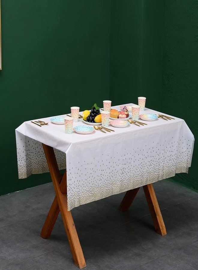 YAOSHENG 201PCS Rainbow Pastel Party Supplies Set-Disposable Paper Dinnerware Serves 25, Pastel Paper Plates Napkins Cups&Gold Plastic Silverware Sets for Wedding Birthday Baby Shower Holiday Parties - Image 4