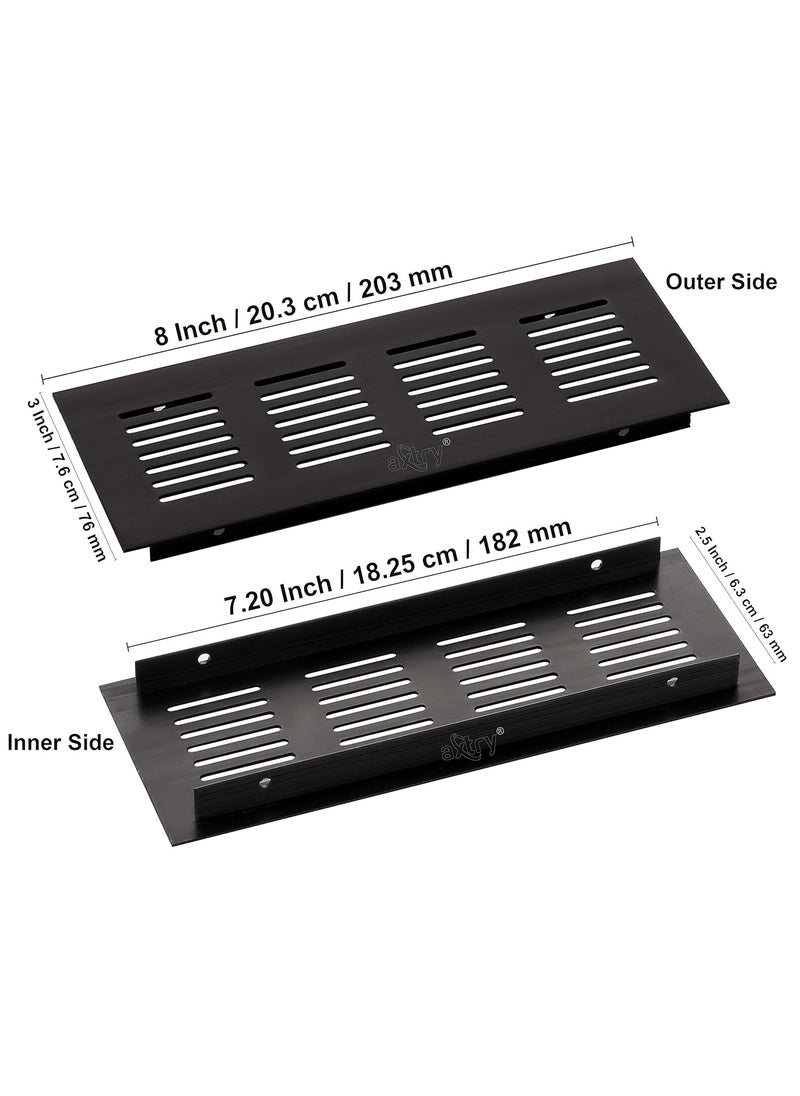 Axtry Axtry Aluminium Kitchen Ventilation Jali GrillVentilator Grill Wengi Finish Size 3 x 8 Inch Pack of 2  - Image 2