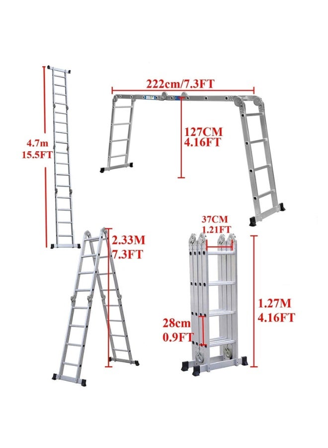 توشيونيكس سلم قابل للطي متعدد الأغراض - 4.7 متر 15.5 قدم - 330 رطل/150 كجم - Image 3