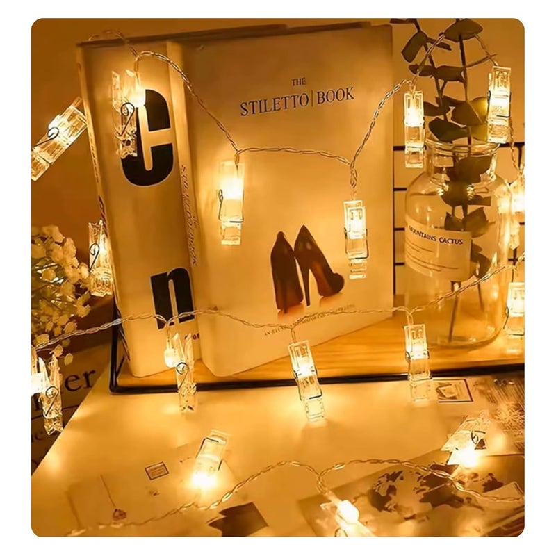 HUMAIZAR Photo Clip String Light Fairy Lights with Clips for Pictures Photo Lights with 20 Clear Clips for Dorm Bedroom WallWedding Decor Valentine Gifts Battery Operated - Image 2