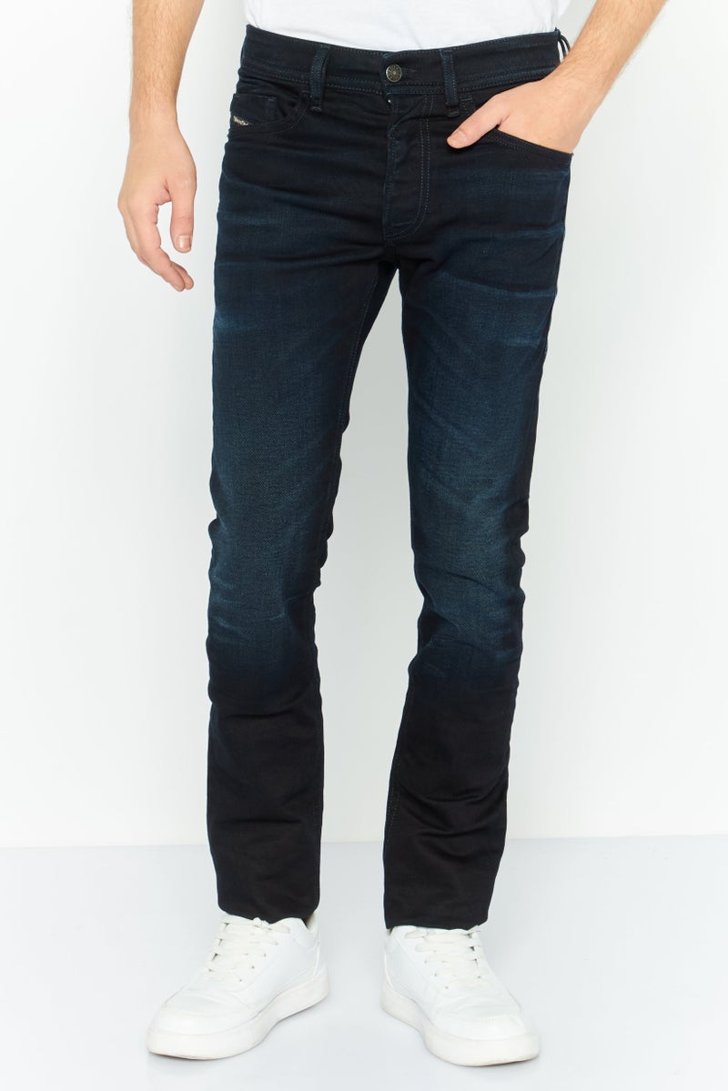 DIESEL جينز ضيق للرجال، غسول قابل للتمدد، أزرق داكن - Image 1