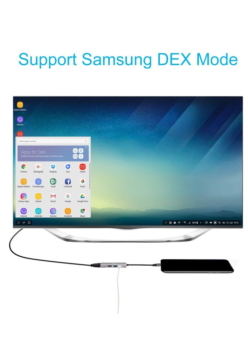 SOLARAE USB C-Type to HDMI Digital AV Multi-Port 4-in-1 Hub for Switch OLED/Nintendo USB-C (USB3.1) Adapter PD PC Charger for Samsung DeX Travel TV Docking Station 4K HDMI Dock - Image 4