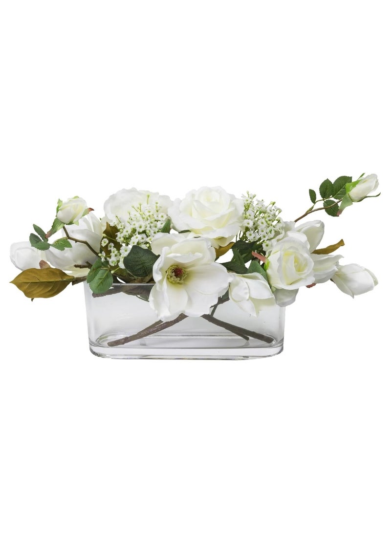 Huitich Royal Elegance: 3 Heads Real Touch Rose Flowers White  - Image 3
