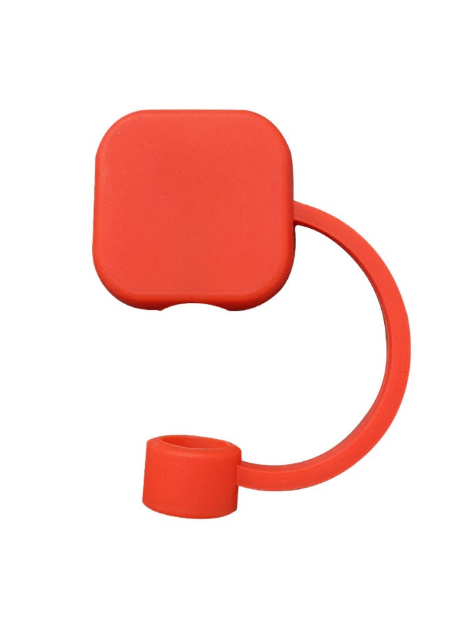 Cross-border New Straw Cap Silicone Straw Cap Waterproof Dustproof Silicone Straw Cap Can Be Customized LOGO Gift-Color:Square Red - Image 1