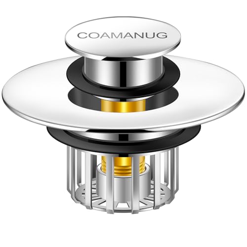 coamanug Bathtub Stopper | Shower Drain Hair Catcher, Pop-up Tub Stopper with Strainer | Bathroom Drain Plug | Drain Protector for 1-1/2 to 1-3/4"" Bath Drain Hole - Image 1