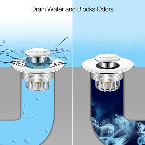 coamanug Bathtub Stopper | Shower Drain Hair Catcher, Pop-up Tub Stopper with Strainer | Bathroom Drain Plug | Drain Protector for 1-1/2 to 1-3/4"" Bath Drain Hole - Image 4