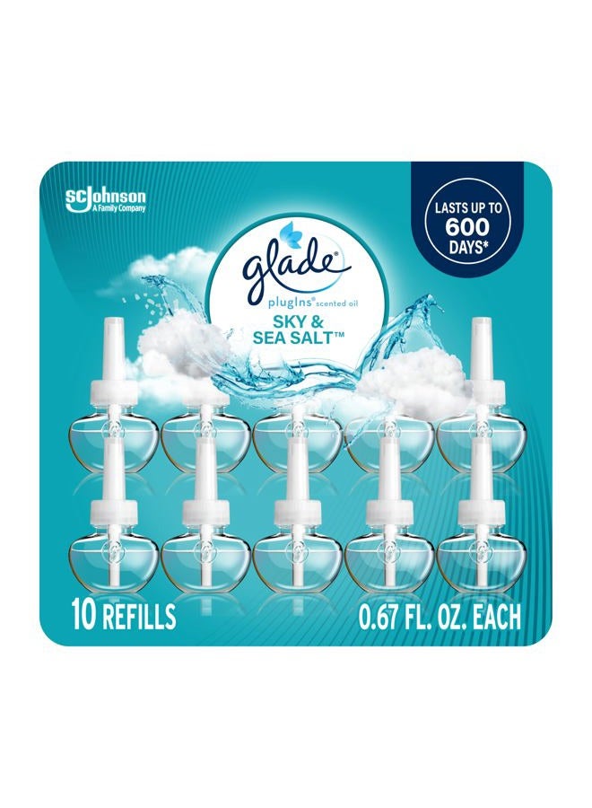 Glade PlugIns Refills Air Freshener, Scented and Essential Oils for Home and Bathroom, Sky & Sea Salt, 6.7 Fl Oz, 10 Count - Image 1