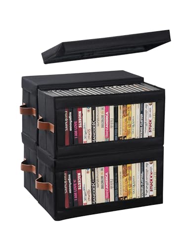 Coorganisers 4 Packs DVD Storage Box with Visible Window Dustproof DVD Case Holder Organizer with Lid and Handles Holds Up to 104 Cases CD Holder for Bluray CD Storage1575 x 610 x 807In - Image 1