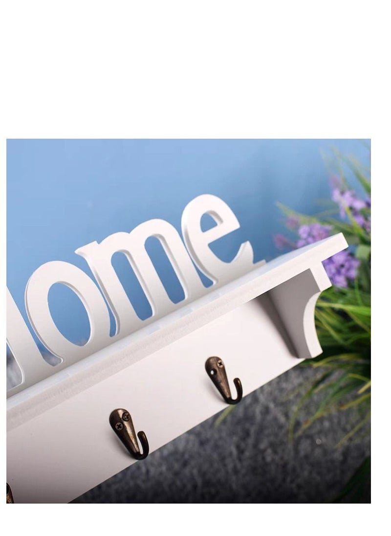 Generic FFD Sweet Home Wall Mounted Rack Coat Rack Wall Mounted with 4 Hooks for Coats Key Sweet Home Decor Wooden Hanger for Entryway Hallway Kitchen Bedroom Bathroom Office  - Image 4