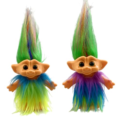 Yintlilocn 2Pack Retro Vintage Troll Dolls SetTroll Doll Chromatic Adorable for Collections School Project Arts and Crafts Party Favors Style3PurpleBlue - Image 1