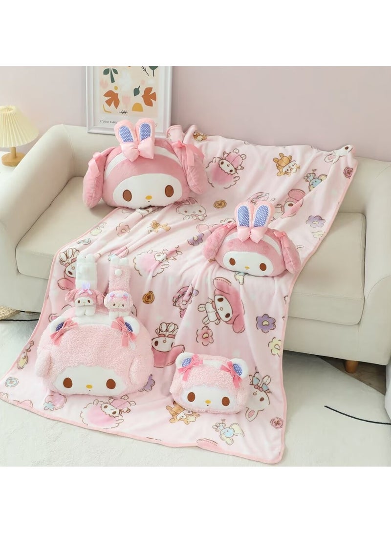 general Melody Plush Pillow Blanket 60x40 Inch, Cute Travel Blanket Pillow for Girls Boys, Children's Birthdays, Sofa Cushions Home Decor Red - Image 1