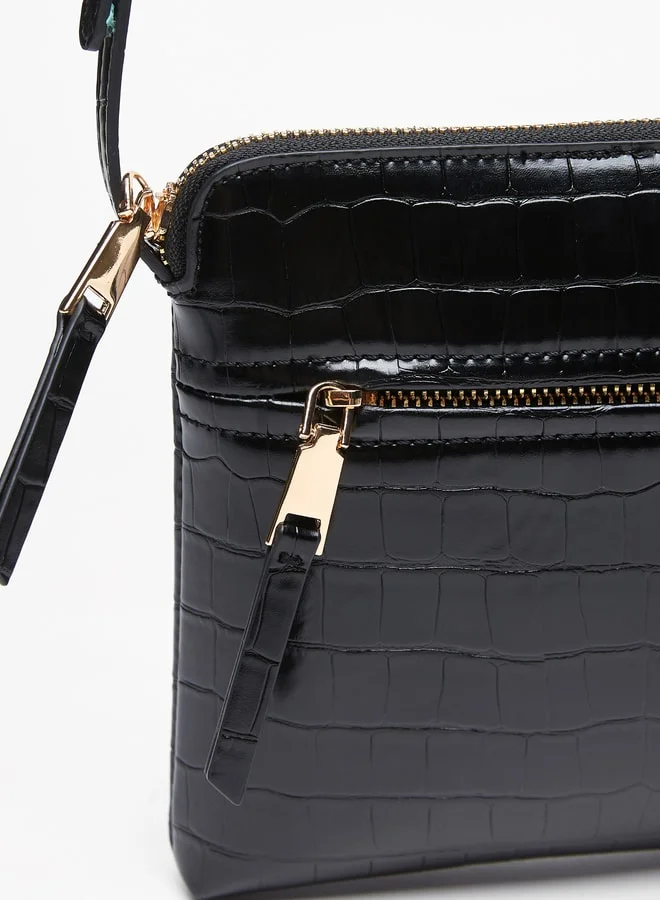 سيليست Women's Textured Crossbody Bag with Zip Closure and Adjustable Strap