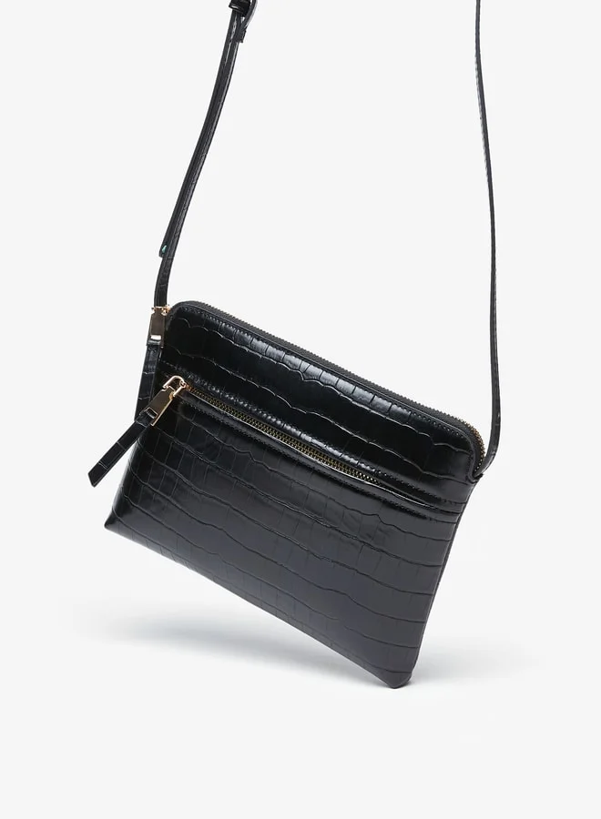 سيليست Women's Textured Crossbody Bag with Zip Closure and Adjustable Strap