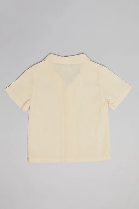 أر أند بي Embroidered Shirt with Revere Collar and Short Sleeves