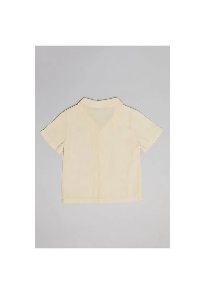 R&b Embroidered Shirt with Revere Collar and Short Sleeves