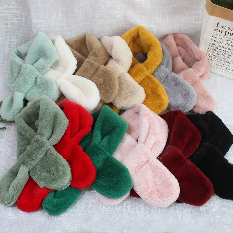 Children'S Scarf For Boys And Girls Imitation Rabbit Fur Thickened Light Plate Plush Scarf Baby Thickened Warm Scarf - Image 3