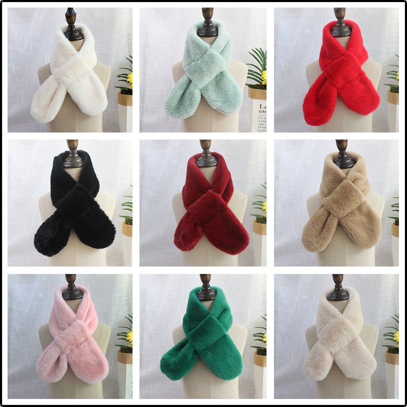 Children'S Scarf For Boys And Girls Imitation Rabbit Fur Thickened Light Plate Plush Scarf Baby Thickened Warm Scarf - Image 2