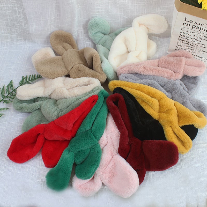 Children'S Scarf For Boys And Girls Imitation Rabbit Fur Thickened Light Plate Plush Scarf Baby Thickened Warm Scarf - Image 5