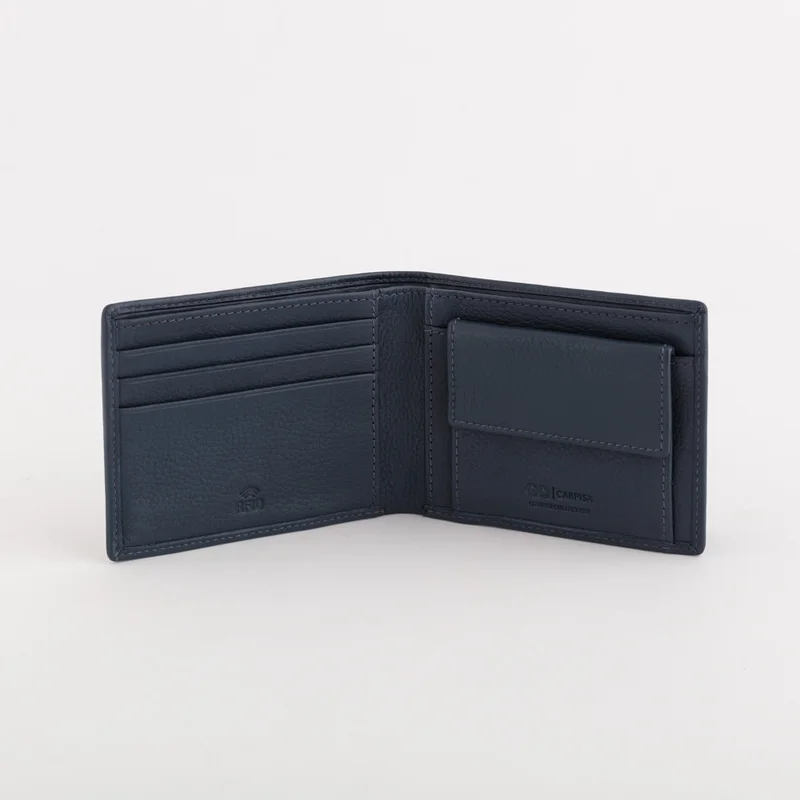 CARPISA Leather Wallet Mark Navy Blue