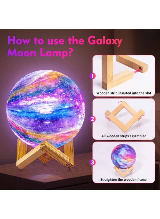 Dreamzon 3D Printed LED Moon Night Lamp | Soft Warm Glow Bedside Night Light with Wooden Stand | USB Rechargeable Decorative Galaxy Lamp | Perfect Gift for Family & Friends - Image 4