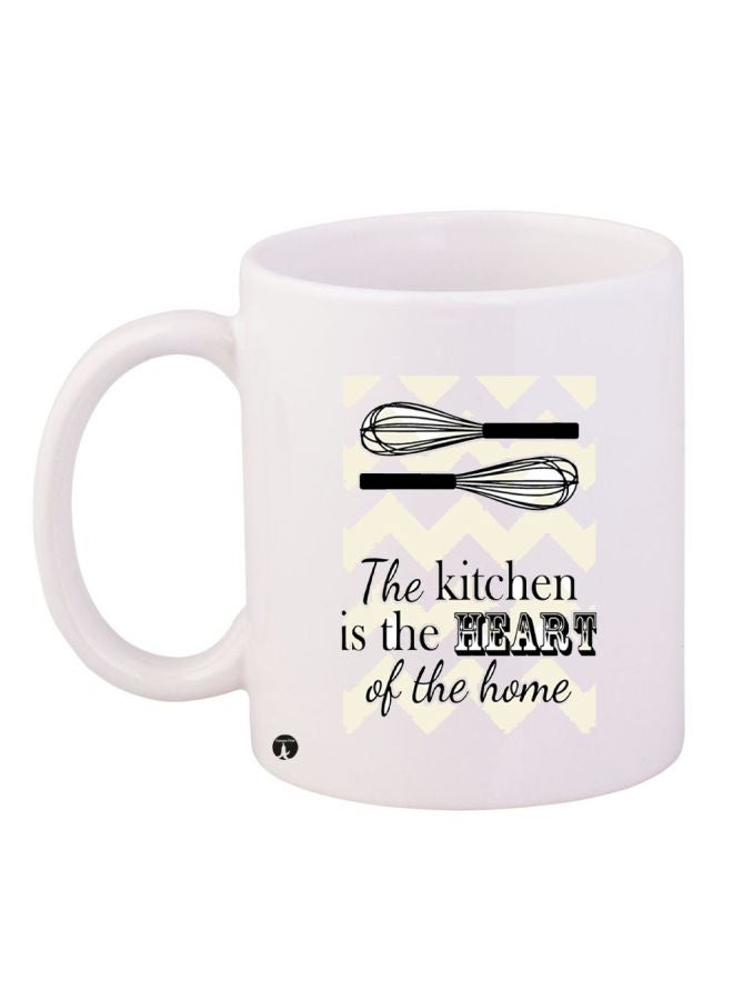 RYN Quote Printed Coffee Mug White/Black/Beige 11ounce