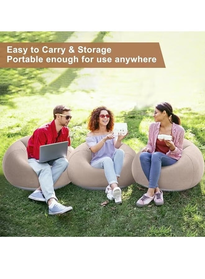 عربست أريكة هوائية قابلة للنفخ، كرسي أريكة كسول بدون كيس فول قابل للنفخ، كرسي استرخاء قابل للنفخ على شكل كيس فول لغرفة المعيشة وغرفة النوم، كرسي كيس فول فائق النعومة - Image 2