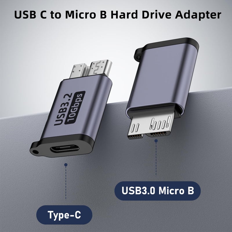Jadebones USB C to Micro B Hard Drive Adapter (4 Pack), 10Gbps Micro B to USB C Cable Converter Compatible with External Hard Drive, Laptop, Tablet, Phone and More - Image 2