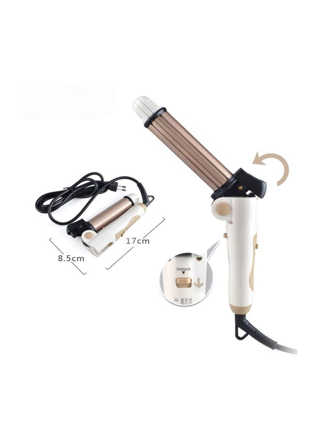 Kemei 3-In-1 Portable Hair Straightener Gold/White - Image 2