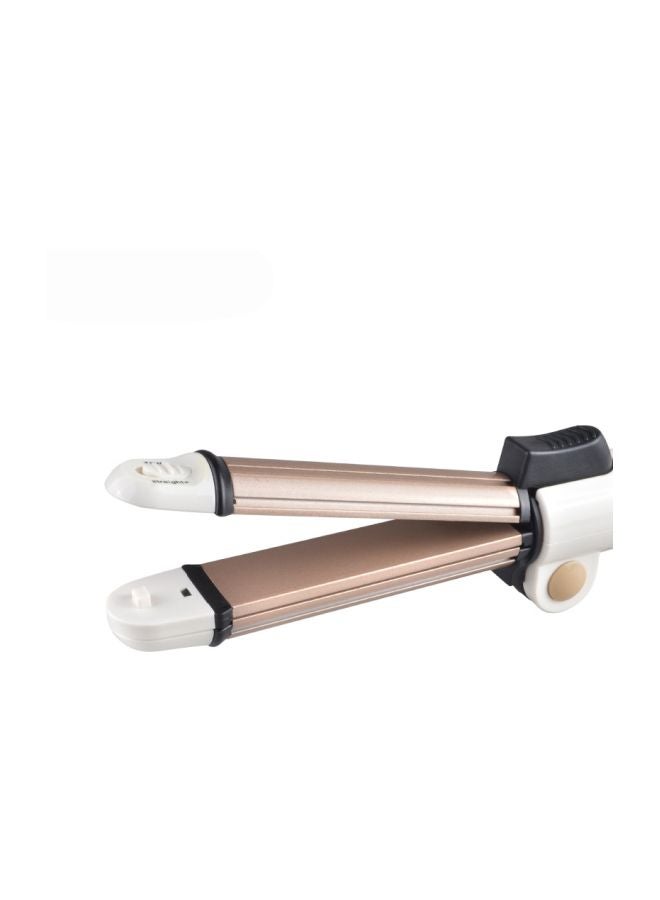Kemei 3-In-1 Portable Hair Straightener Gold/White - Image 1