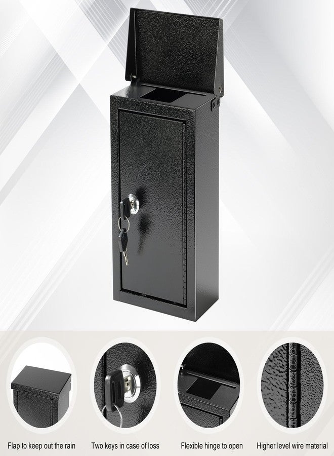 xydled Wall-Mounted Key Drop Box with Key Lock, Metal Mailbox, Indoor& Outdoor Storage Box, Hanging Secured Postbox, for Home & Business Use, 5.5X 3.0X 9.8 inch, Black - Image 5
