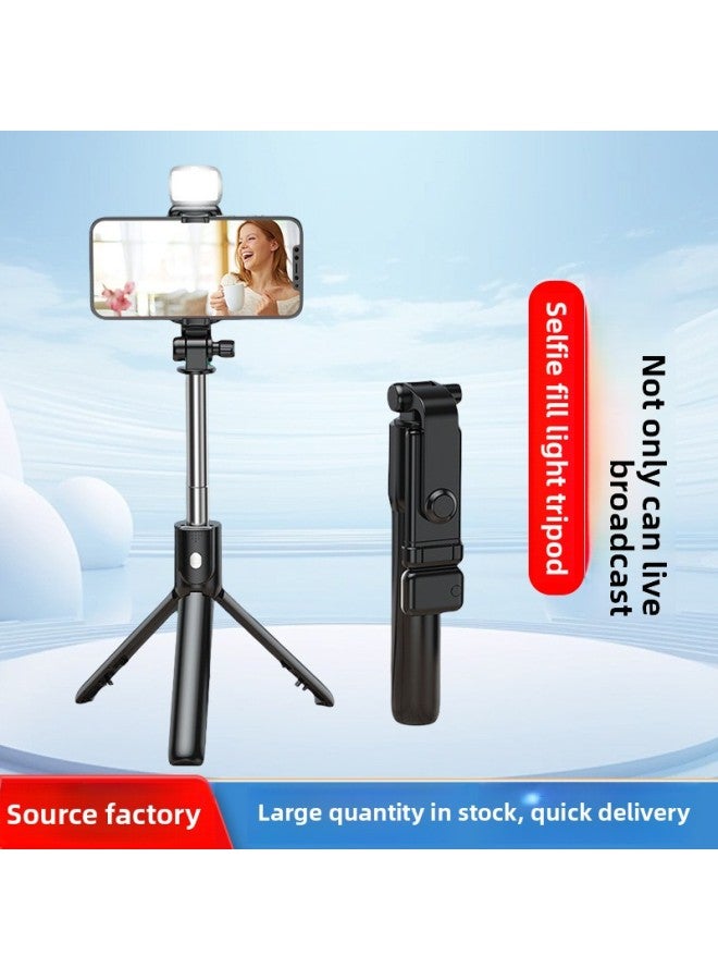 Loquat 360-degree Rotating Anti-shake Bluetooth Mobile Phone Selfie Stick Handheld Landing Portable Mini Tremolo Live Three-legged Bracket-Color:【 70cm 】f210 Pink Without Fill Light  - Image 3