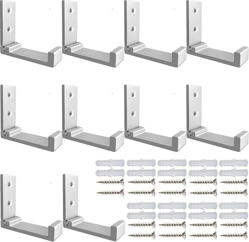 ZEYU Folding Coat Hooks, 10Pcs Wall Hooks for Hanging Coat Towel Hooks Hardware Heavy Duty Aluminum Alloy Headphone Holder Hooks No Rust Wall Mounted with Screws for Bags Fitness Equipment (10Pcs-Silvery) - Image 1