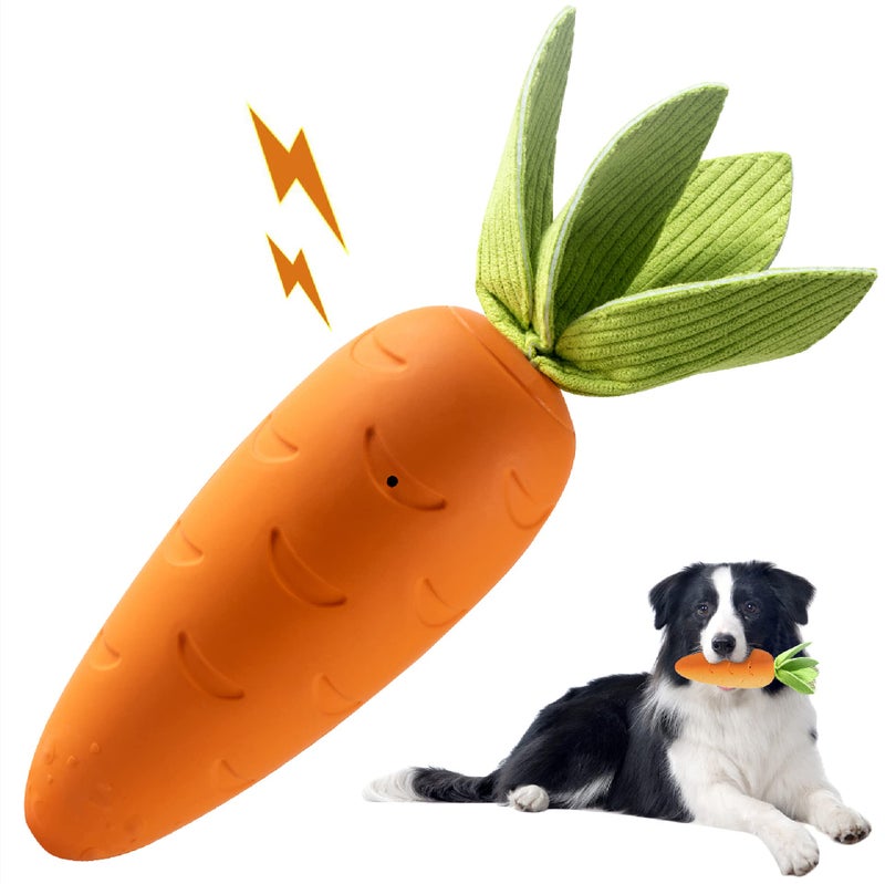 HEYKEY Dog Squeaky Chew Toys Indestructible Suitable for Aggressive Chewers Durable Natural Rubber Carrot Dog Toys MilkFlavored Dog TeethCleaning Toy for Puppy Medium Large Dogs Orange - Image 2