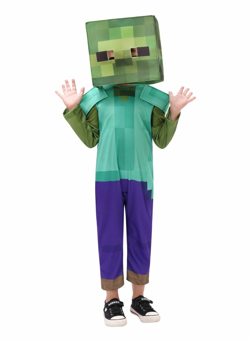 2 Piece Set Minecraft Zombie Costumes, Video Game Costume Suit Cosplay Halloween Costume for Kids - Image 4