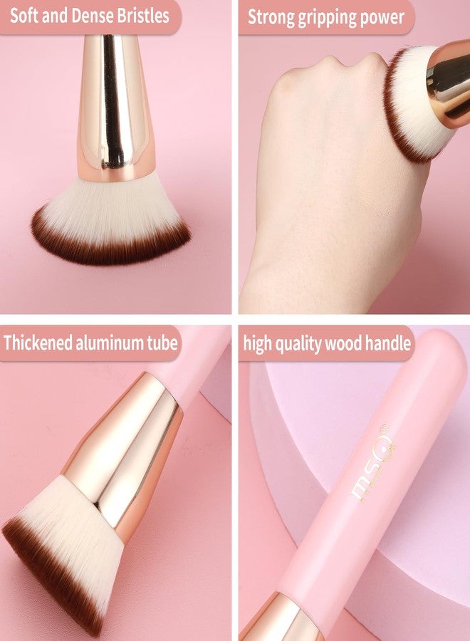 MSQ Foundation Brush for Liquid Makeup, Flat Top Kabuki Foundation Brush Premium Makeup Brushes for Liquid, Cream and Blending Powder Brush (Pink) - Image 5