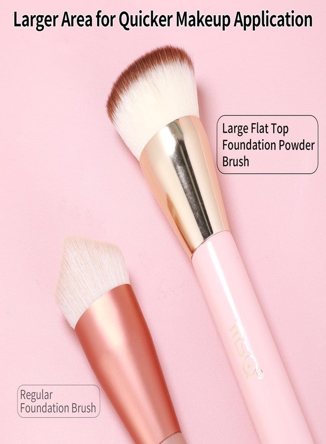 MSQ Foundation Brush for Liquid Makeup, Flat Top Kabuki Foundation Brush Premium Makeup Brushes for Liquid, Cream and Blending Powder Brush (Pink) - Image 2